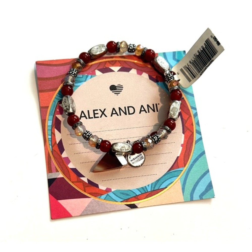 Authentic Alex‎ and Ani Red and Rafaelian Silver Bracelet New With Tags
